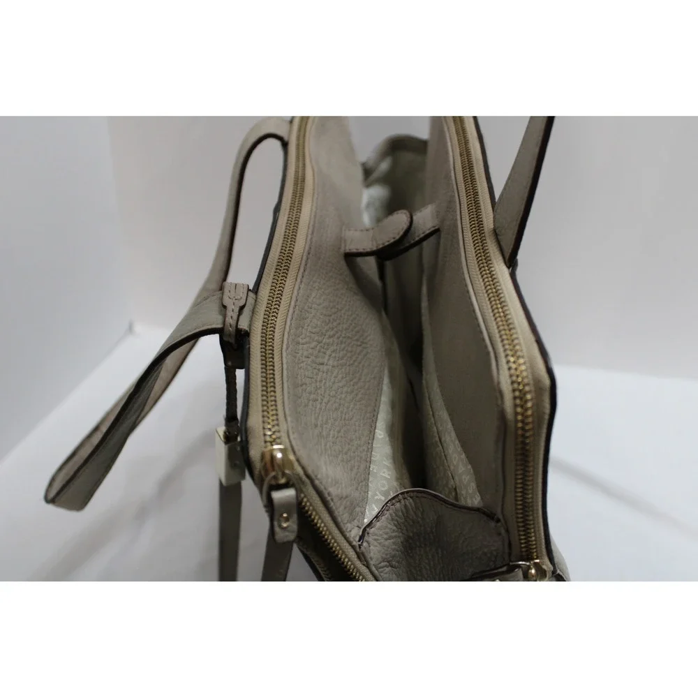 Kate Spade New York Light Gray Pebbled Leather Triple Compartment Tote Bag
